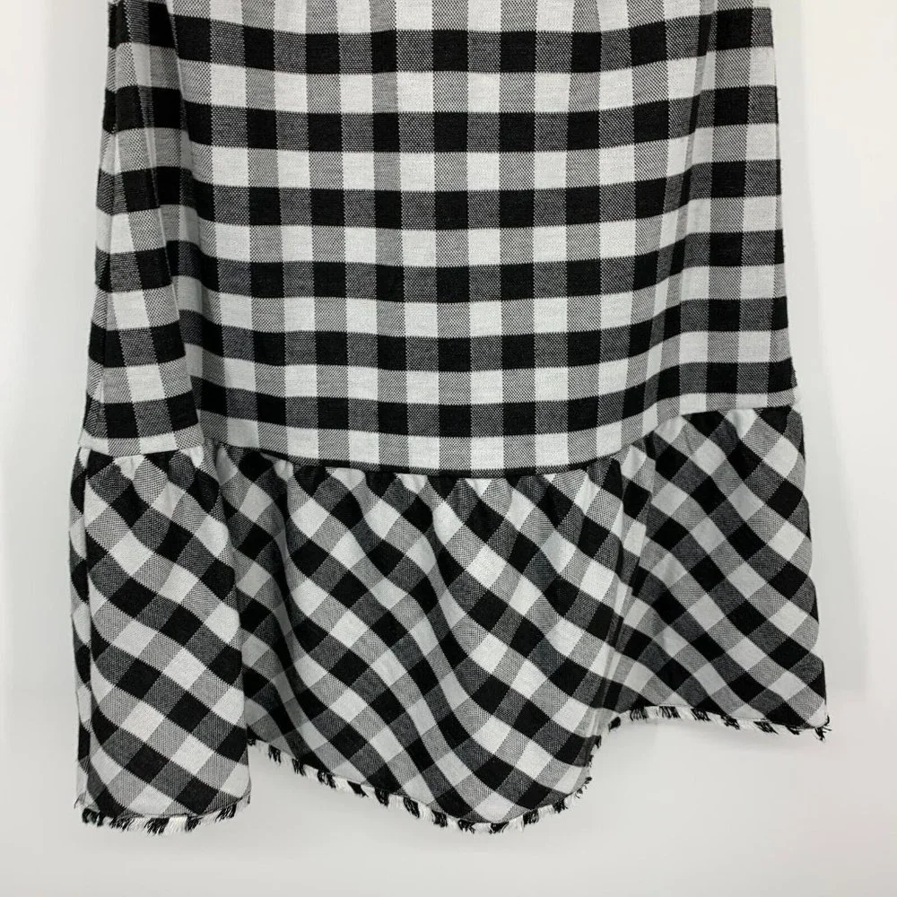 Ann Taylor Dress Gingham Print Off Shoulder Ruffle Black White - Picture 12 of 12